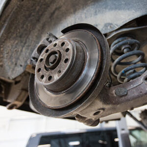 car brake disc at repair station P8Q4P29